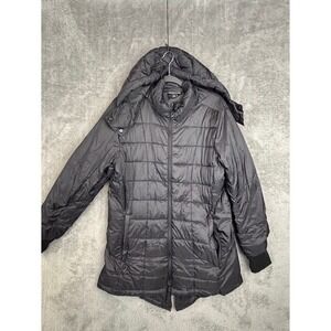 SwissTech Womens Black Puffer Jacket Hooded Quilted Lightweight Size M (8-10)